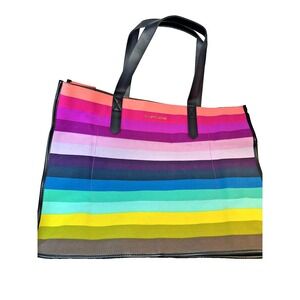 Victoria's Secret Oversized Shoulder Tote Bright Striped  Bag 20x15x8 NWOT